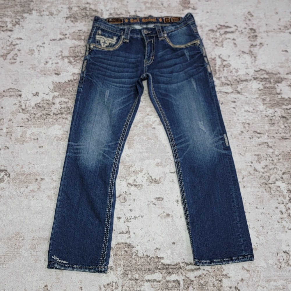 Rock Revival Moscow Straight Jeans Mens 33 Medium Wash y2k western EUC
